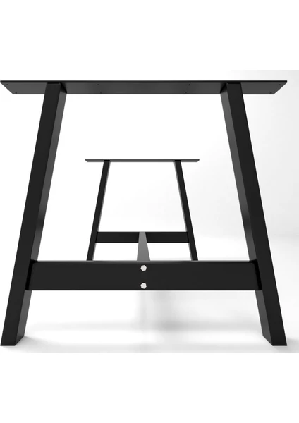 Yemek Masası Ayağı Metal Masa Ayağı Orta Destekli Masa Ayağı 70X73X130 cm Siyah Renk